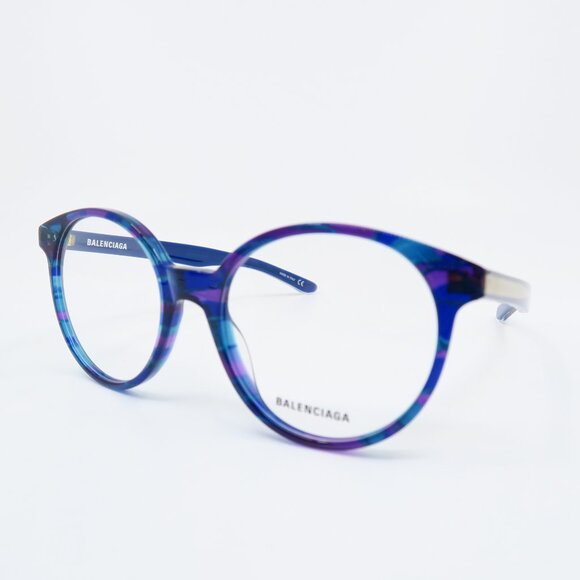 Balenciaga BB0030O 004 52mm Blue Multicolor, New Round Women's Eyeglasses. - Picture 4 of 9